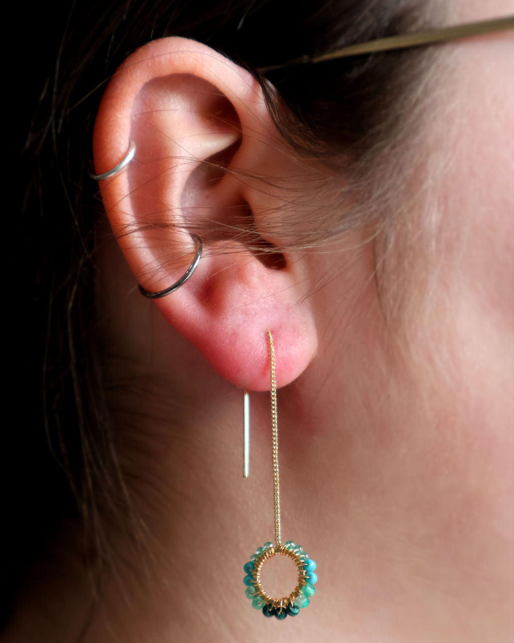 Ava Threader Earrings - Pool