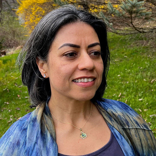 Abalone Sun Necklace - Brass