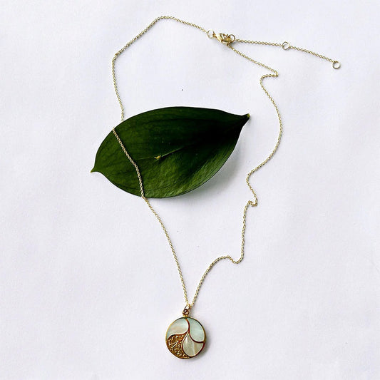 Mother of Pearl Filigree Necklace - Brass