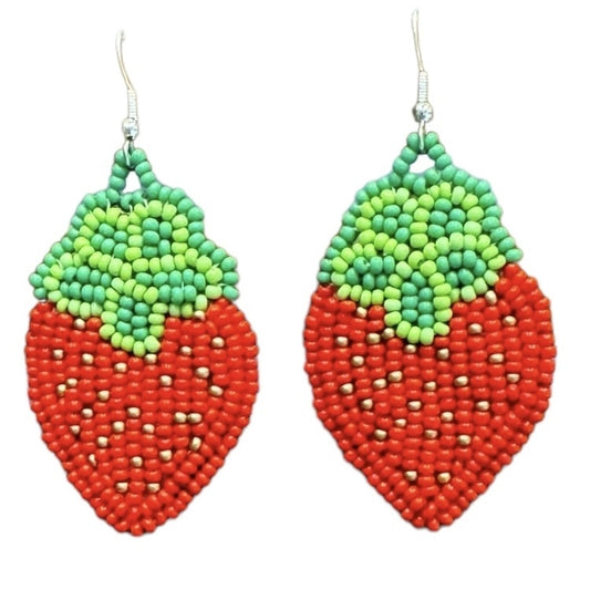 Strawberry Beaded Earrings