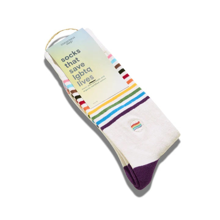 LGBTQ Socks Medium Beige Pride Flag