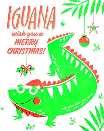 Iguana Christmas Greeting Card