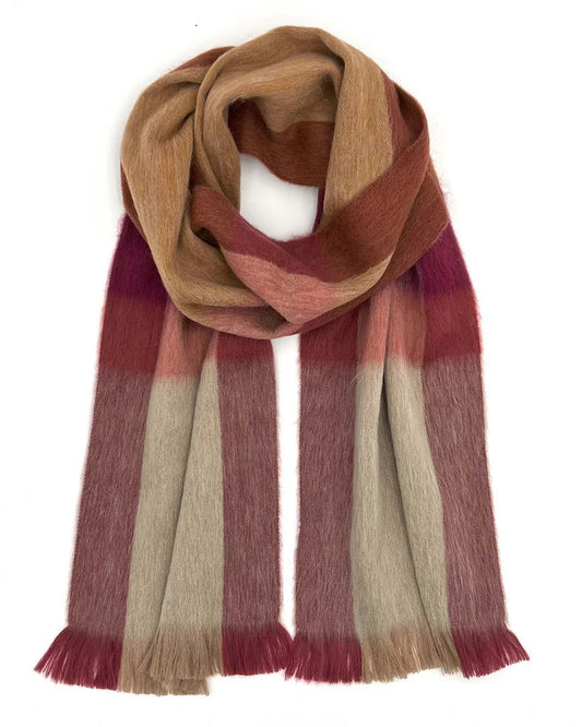Alpaca Plaid Scarf - Sea Coral