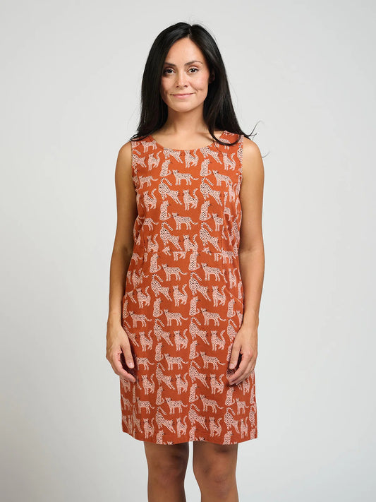 Evanston Dress - Leopard Sienna