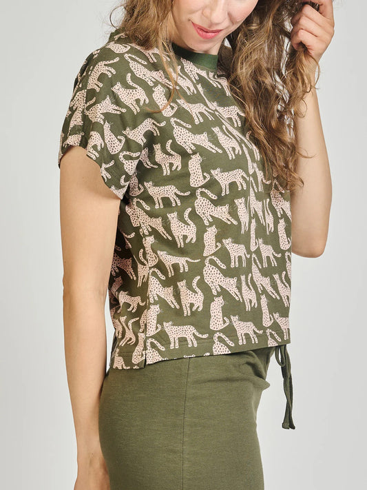Caitlin Top - Leopard Green