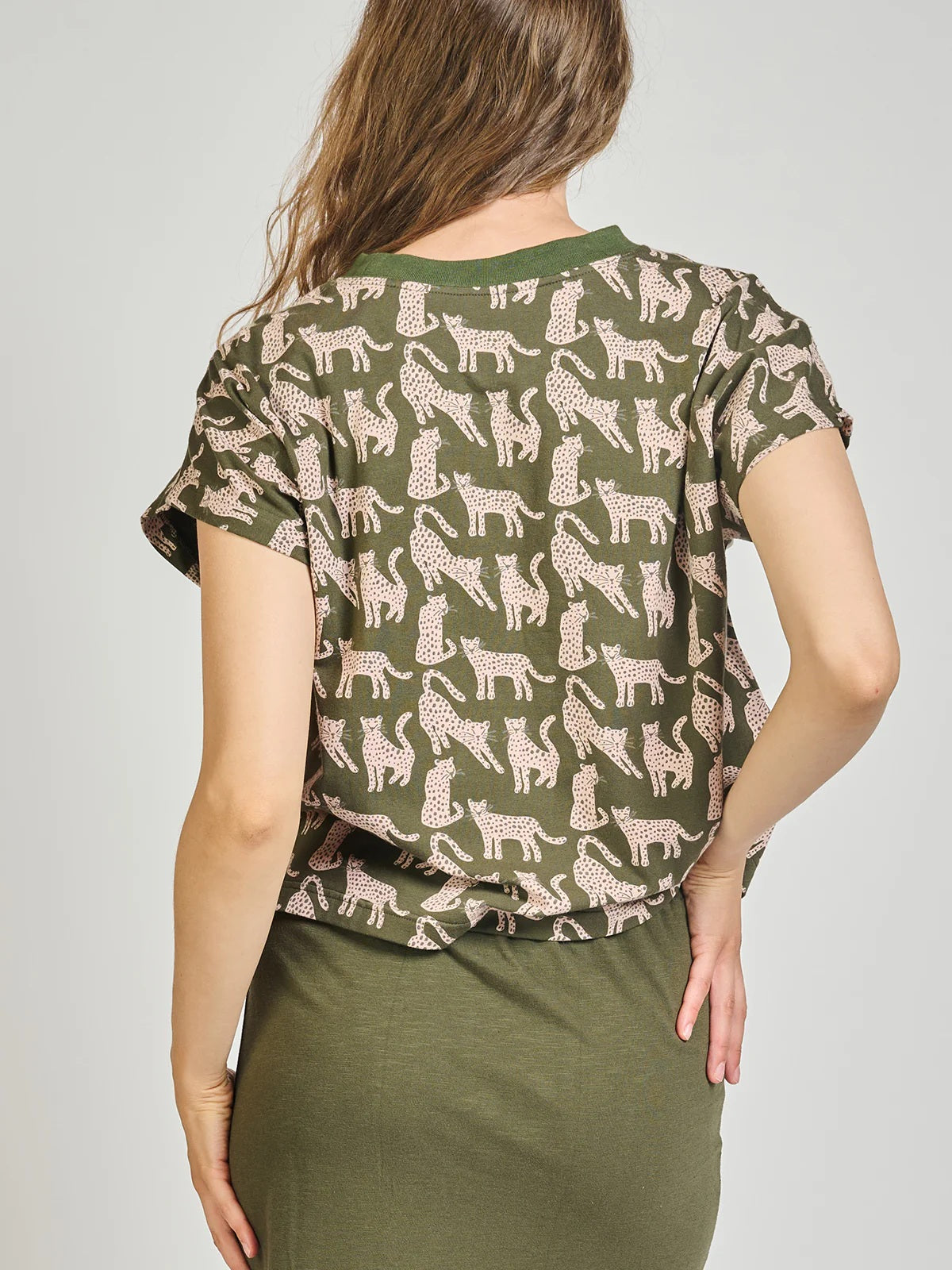 Caitlin Top - Leopard Green