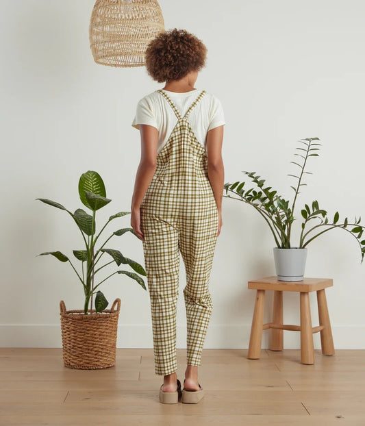 Cadence Overalls - Olive Plaid