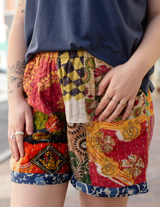 Cotton Kantha Shorts