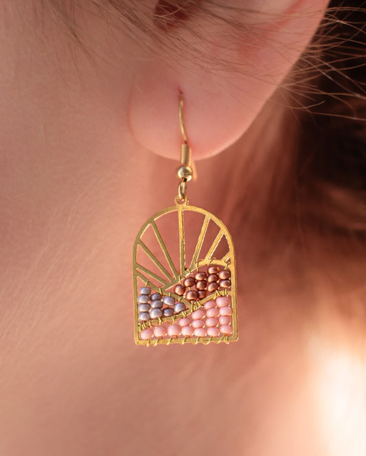 Sunrise Brass & Bead Earrings