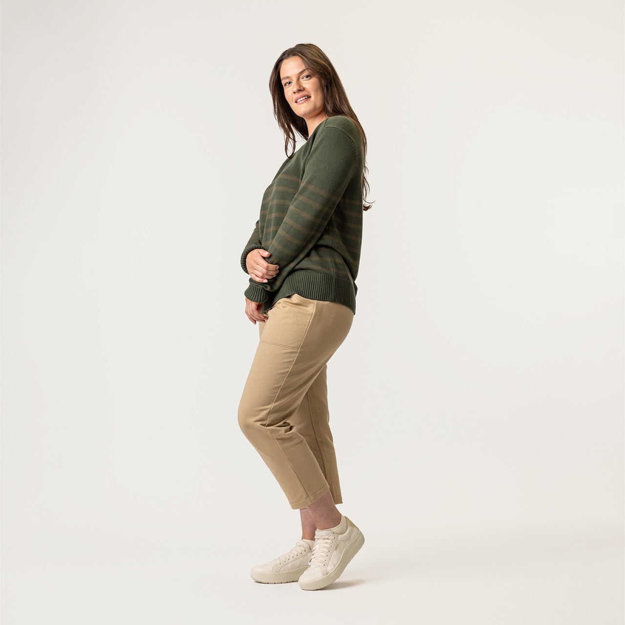 V-Neck Sweater - Pine Stripe