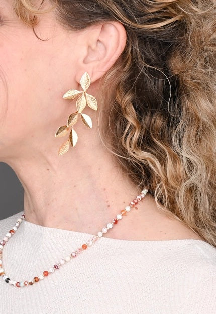 Golden Cascade Leaf Earrings