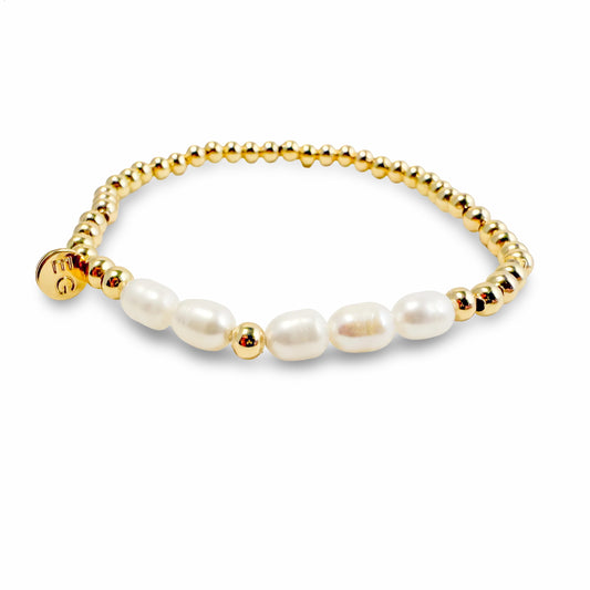 Hope Pearl & Gold Morse Code Bracelet