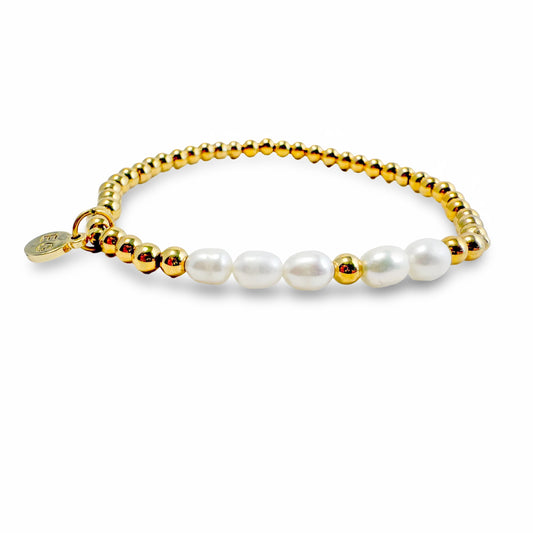 Love Pearl & Gold Morse Code Bracelet