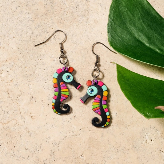 Gourd Seahorse Dangle Earrings