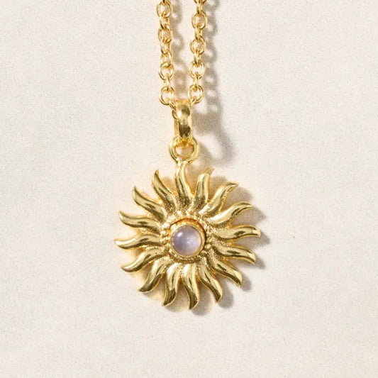 Sunburst Moonstone Pendant Necklace