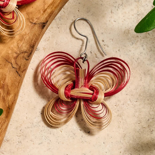 Bamboo Butterfly Dangle Earrings