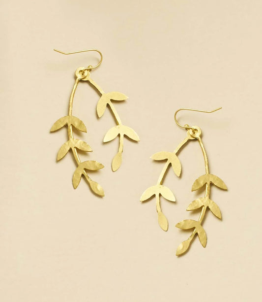 Aamani Linear Vine Dangle Earrings - Gold