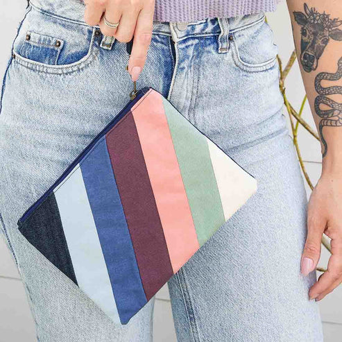 Denim Wristlet Striped