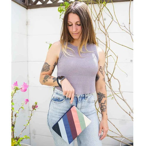 Denim Wristlet Striped