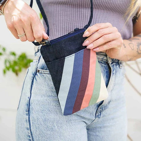 Denim Mini Crossbody Striped