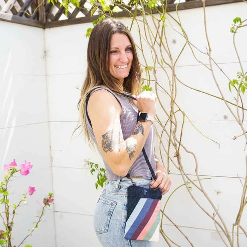 Denim Mini Crossbody Striped