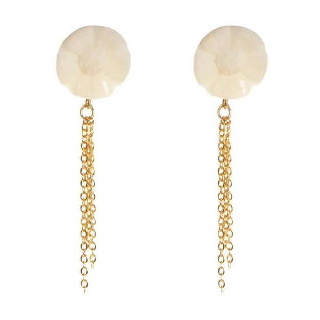 Tagua Floral Chain Studs