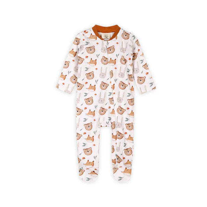 Forest Animals Zippered Footie Jumpsuit