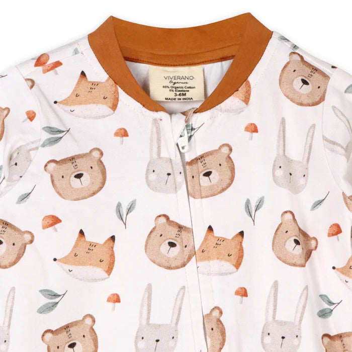 Forest Animals Zippered Footie Jumpsuit