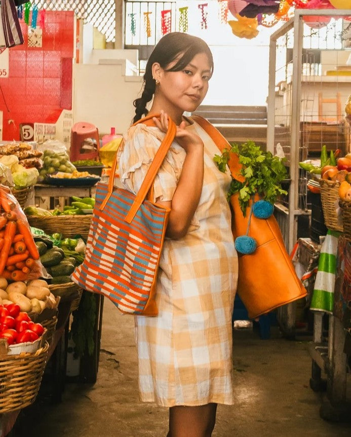 Woven Zip Tote - Pacific Stripes