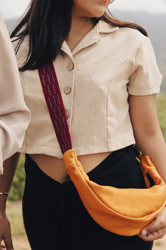 Leather Crescent Bag - Sangria