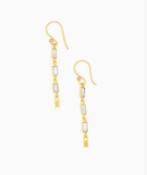 Triple Elegance Drop Earrings Brass