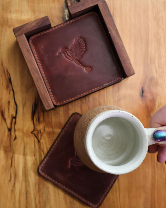 Leather Guardabarranco Coaster Set