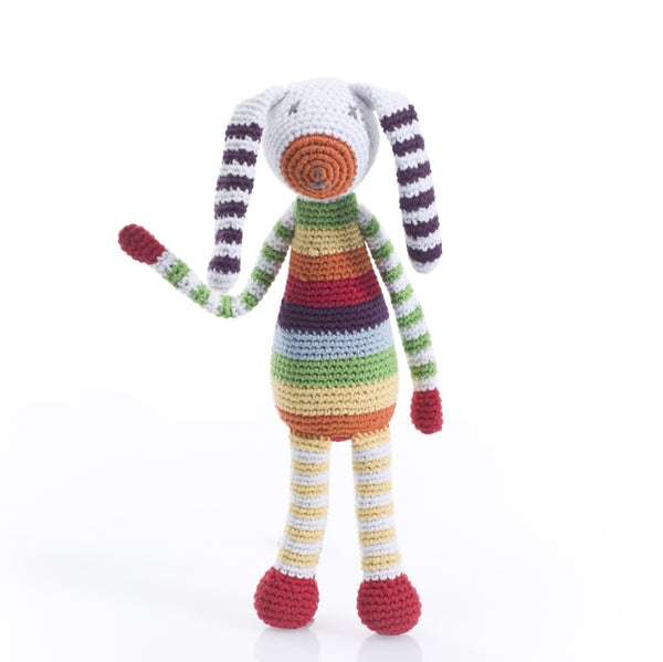 Rainbow Striped Bunny Rattle - Latitudes Fair Trade