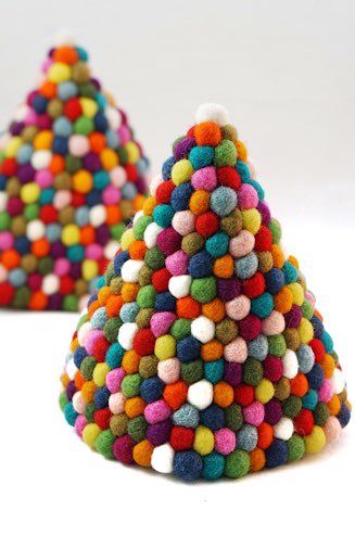 Small Felt Ball Cone Tree