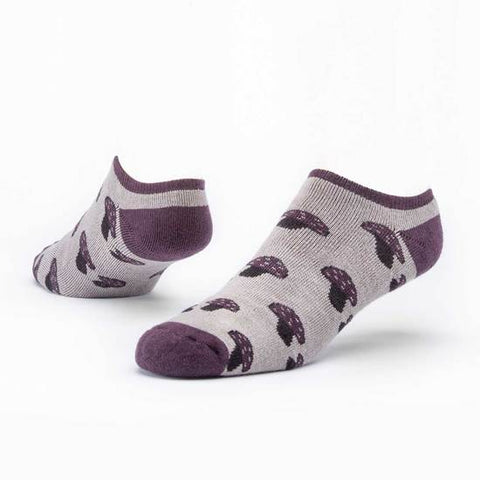 Cotton Footie Socks - Grey Mushrooms