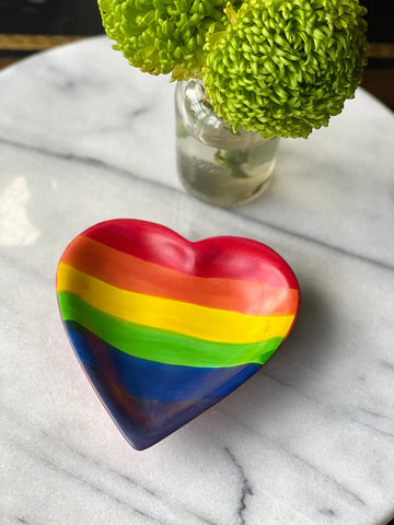 Rainbow Soapstone Heart Trinket Bowl