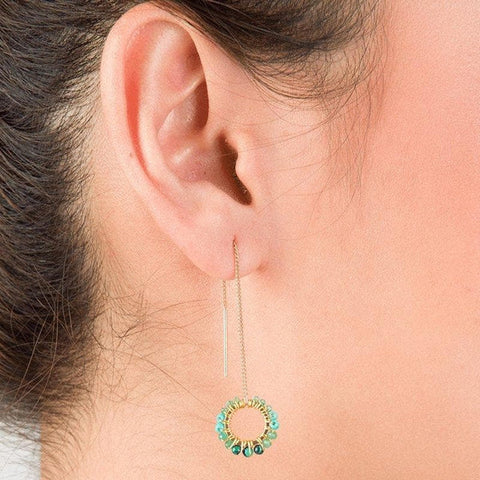 Ava Threader Earrings - Pool