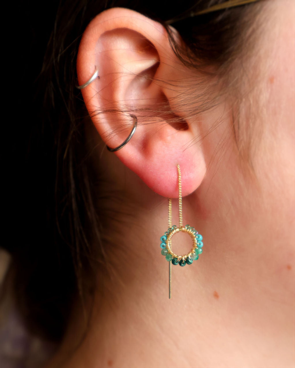 Ava Threader Earrings - Pool