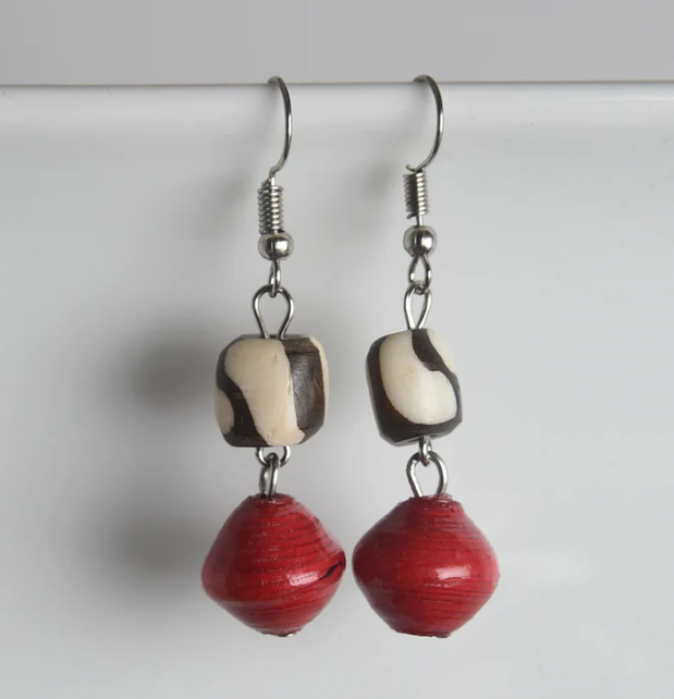 Asante Bone & Paper Earrings Brick