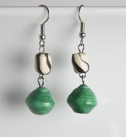 Asante Bone & Paper Earrings Green