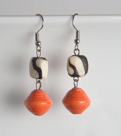 Asante Bone & Paper Earrings Melon