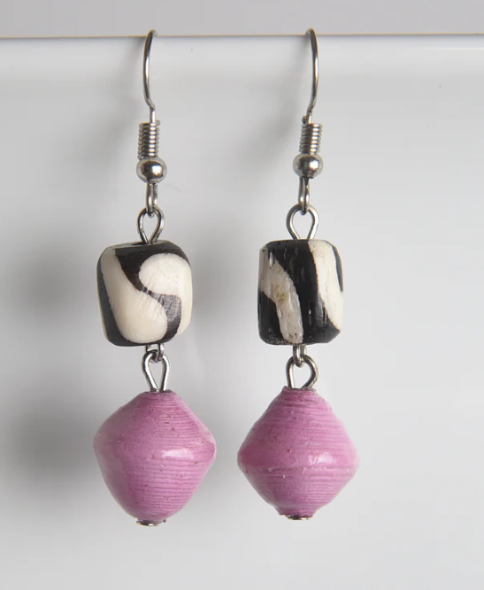 Asante Bone & Paper Earrings Purple