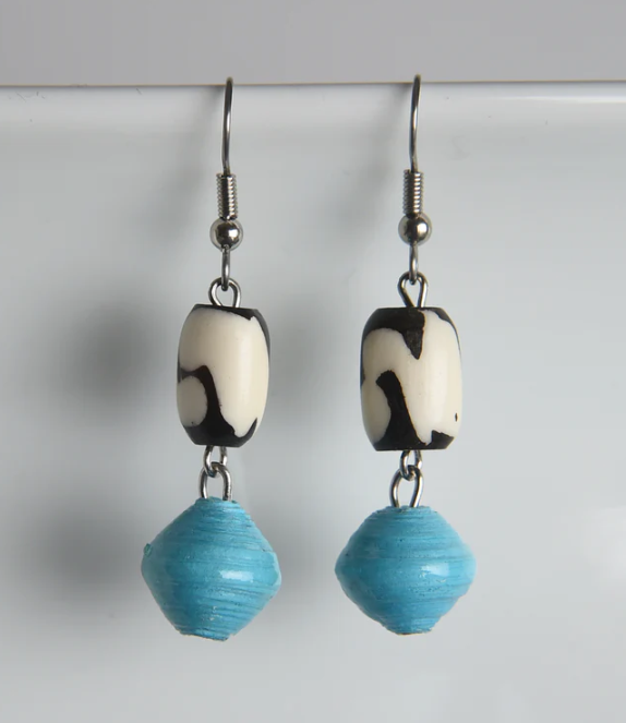 Asante Bone & Paper Earrings Sky