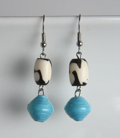 Asante Bone & Paper Earrings Sky