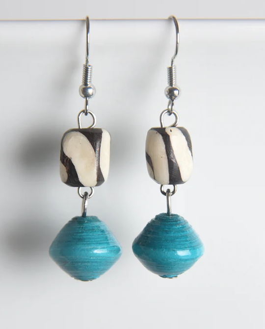 Asante Bone & Paper Earrings Turquoise