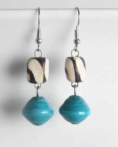 Asante Bone & Paper Earrings Turquoise