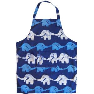 Adult Batiked Apron - Blueberry Elephants