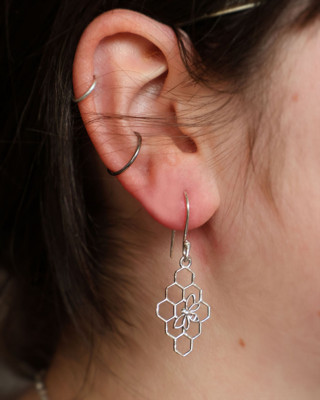 Beehive Silver Earrings
