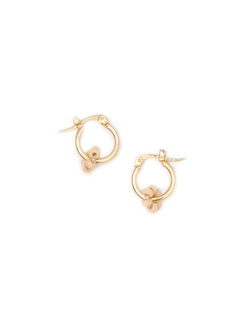 Floral Micro Hoop Earrings - Cream