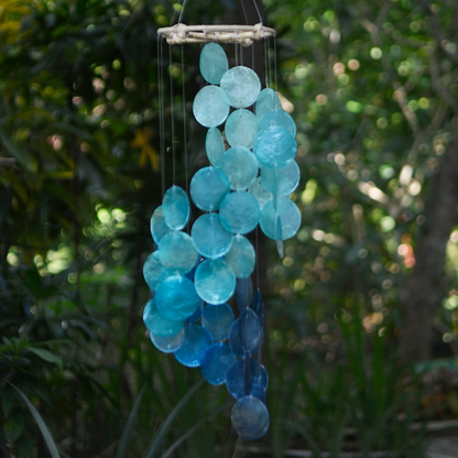 Spiral Blue Water Capiz Chimes